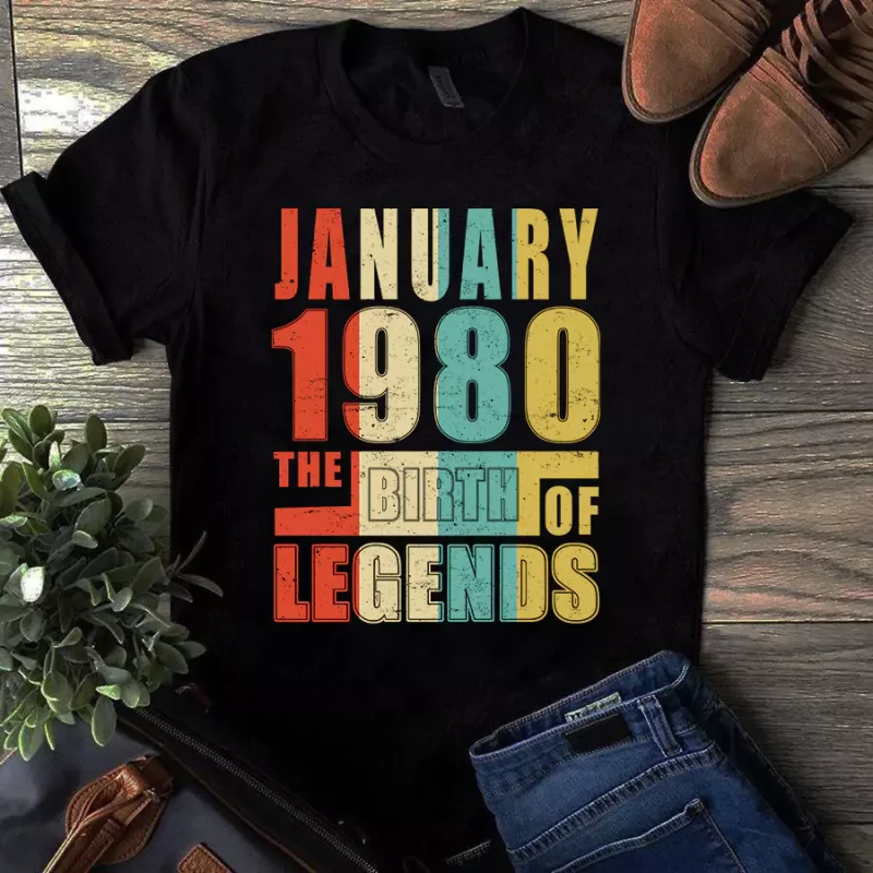 January 1980 The Birth Of Legends Vintage Unisex Tshirt