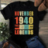 November 1940 The Birth Of Legends Vintage Unisex Tshirt