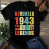 November 1943 The Birth Of Legends Vintage Unisex Tshirt