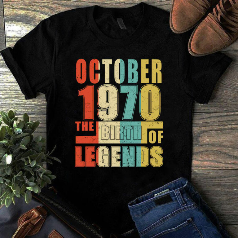 October 1970 The Birth Of Legends Vintage Unisex Tshirt