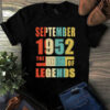 September 1952 The Birth Of Legends Vintage Unisex Tshirt