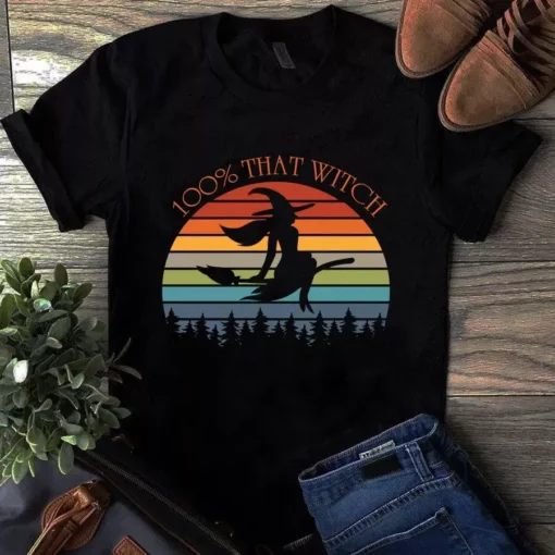 100% That Witch Retro Vintage Witch Halloween Tshirt
