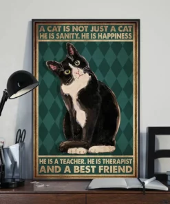 A Cat Is Not Just A Cat He Is Sanity He Is Happiness Tuxedo Cat Poster