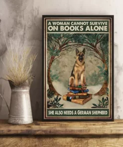 A Woman Cannot Survive On Books Alone She Also Need A Pug Dog Poster