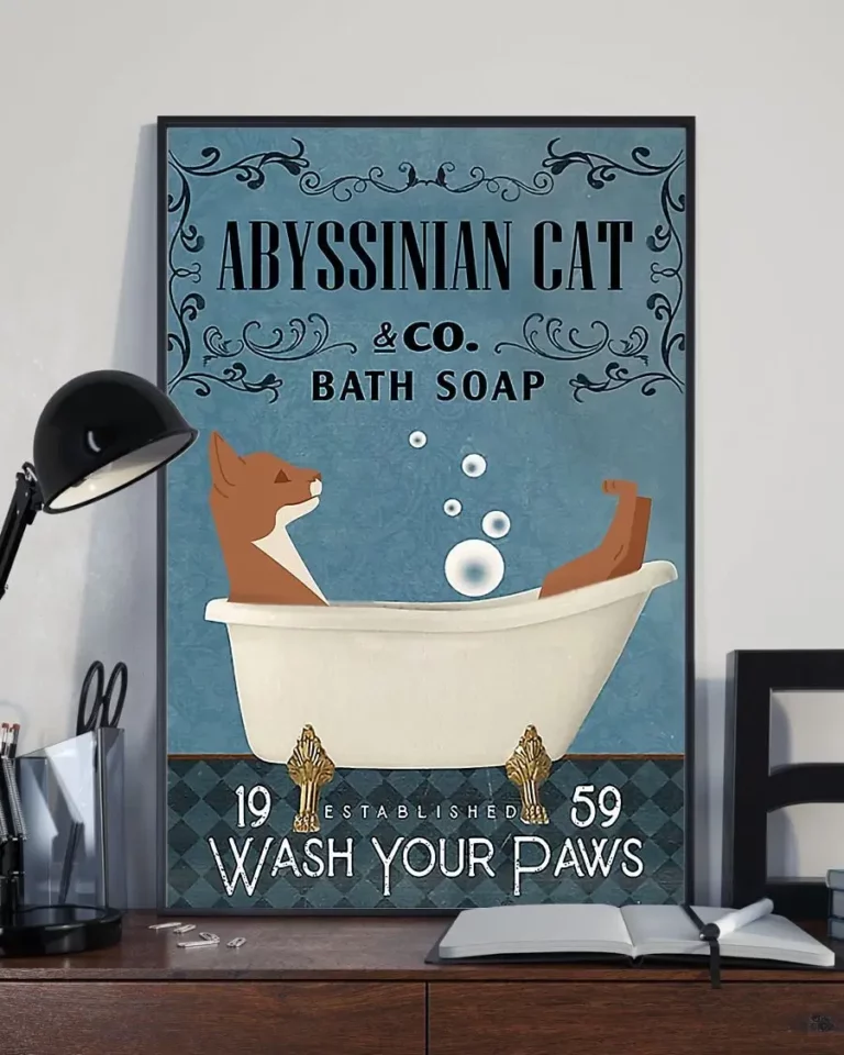 Abyssinian Cat and Co Bath Soap Wash Your Paws Poster