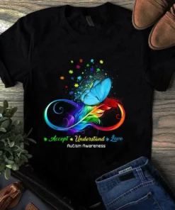 Accept Understand Love Autism Awareness Butterfly Gift Tshirt