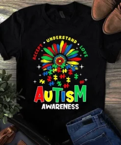 Accept Understand Love Autism Awareness Sunflower Gift Tshirt