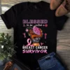 African American Breast Cancer Shirts Women Blessed Survivor TShirt