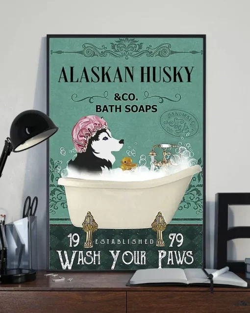 Alaskan Husky And Co Bath Soap Wash Your Paw Dog Poster