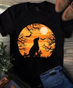 Alone Dog In The Dark Halloween Dog Gift Tshirt