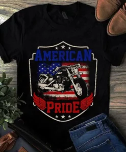 American Pride Biker Motorcycle American Flag Tshirt