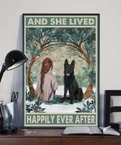 And She Lived Happily Ever After Black German Shepherd Dog Poster