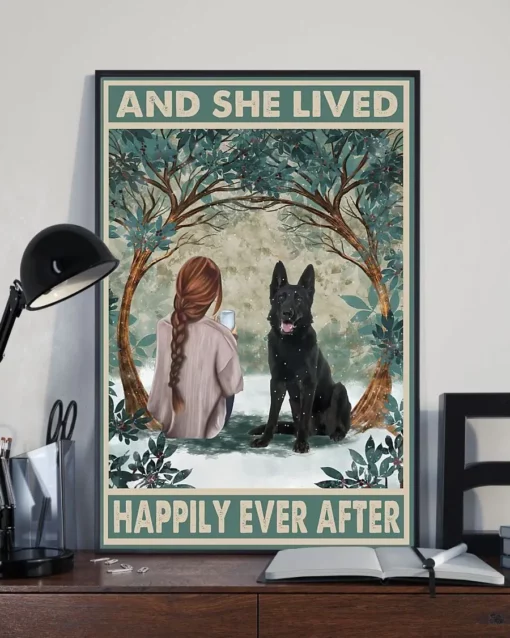 And She Lived Happily Ever After Black German Shepherd Dog Poster