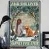 And She Lived Happily Ever After Brunette Girl With Goldendoodle Dog Poster 2 And She Lived Happily Ever After Brunette Girl With Goldendoodle Dog Poster