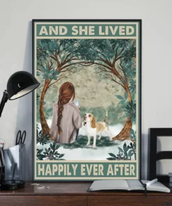And She Lived Happily Ever After Brunette Girl With Lemon Beagle Dog Poster