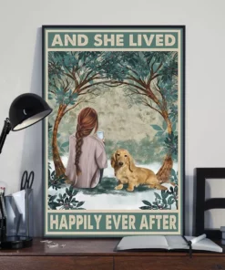 And She Lived Happily Ever After Cream Dachshund Dog Funny Poster