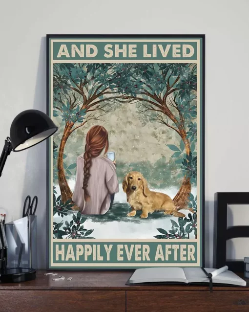 And She Lived Happily Ever After Cream Dachshund Dog Funny Poster
