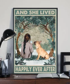 And She Lived Happily Ever After French Bulldog Dark Brown Girl Dog Poster