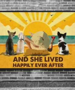 And She Lived Happily Ever After Girl With Dogs Vintage Poster