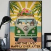 And She Lived Happily Ever After Hippie Van Cats Floral Flower Vintage Poster 3 And She Lived Happily Ever After Hippie Van Cats Floral Flower Vintage Poster