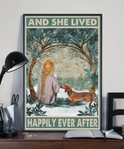 And She Lived Happily Ever After Red Dachshund Dog Blondie Girl Poster