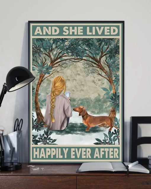 And She Lived Happily Ever After Red Dachshund Dog Blondie Girl Poster