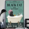 Black Cat and Co Bath Soap Wash Your Paws Poster