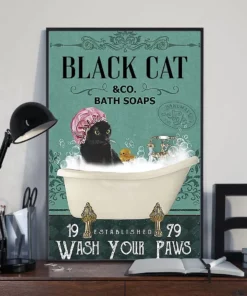 Black Cat And Co Bath Soap Wash Your Paws Poster