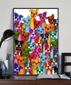 Boston Terrier Multi Dogs Funny Home Decor Wall Art Poster