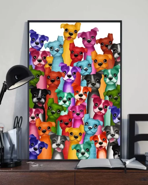 Boston Terrier Multi Dogs Funny Home Decor Wall Art Poster