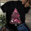Breast Cancer Awareness Christmas Tree Xmas Pink Unisex Men Women Tshirt