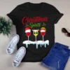 Christmas Spirits Wine Glasses Santa Hat Xmas Gift Tshirt