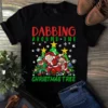 Dabbing Around the Christmas Tree Santa Claus Elf Pug Dog Xmas Gift Tshirt