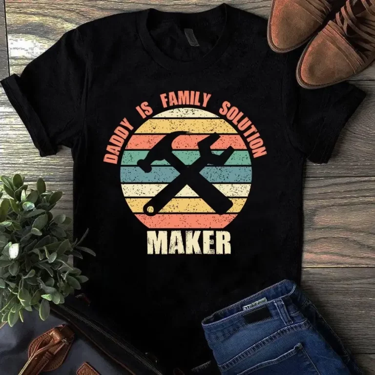 Daddy is My Family Solution Make Vintage Dad Father Gift Tshirt