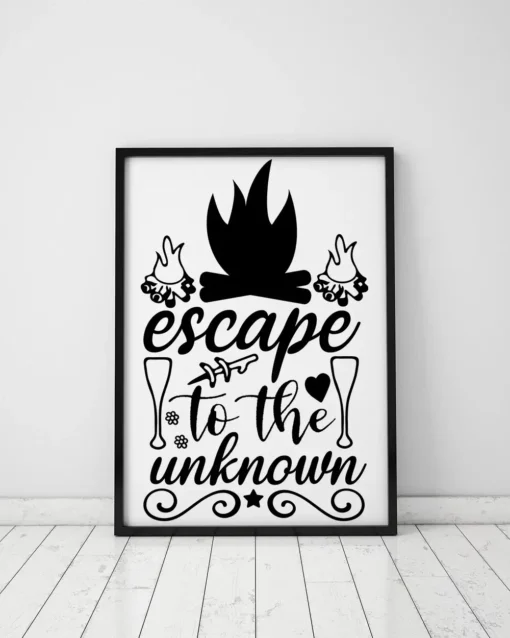 Escape To The Unknown Camping Camfire Lover Home Decor Wall Art Poster