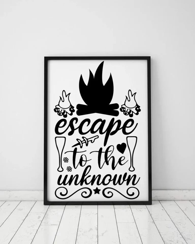 Escape to the Unknown Camping Camfire Lover Home Decor Wall Art Poster