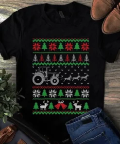 Farmer Truck Tractor Christmas Xmas Gift Funny Tshirt