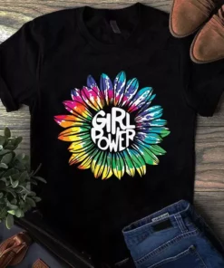 Girl Power Sunflower Hippie Tie Dye Retro Tshirt