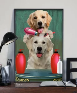 Golden Retriever Hair Salon Baber Funny Dog Home Decor Wallart Poster