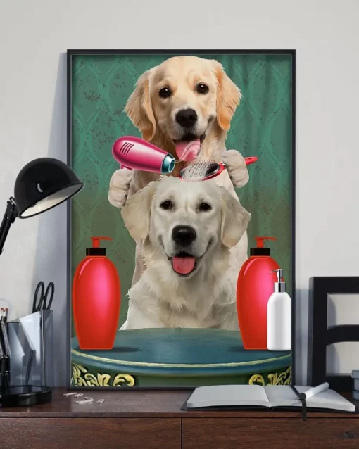 Golden Retriever Hair Salon Baber Funny Dog Home Decor Wallart Poster