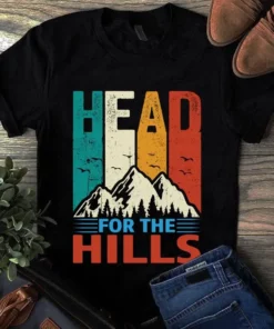 Headed For The Hills Moutain Camping Hiking Vintage Tshirt