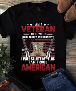 I Am A Veteran I Believe In God Family And Country Us Veteran Tshirt