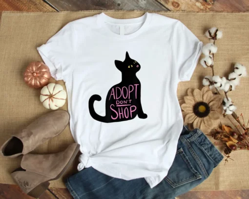 Adopt Don't Shop Black Cat Adoption Tshirt