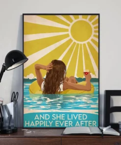 And She Lived Happily Ever After Swimming Brunette Hair Girl Poster