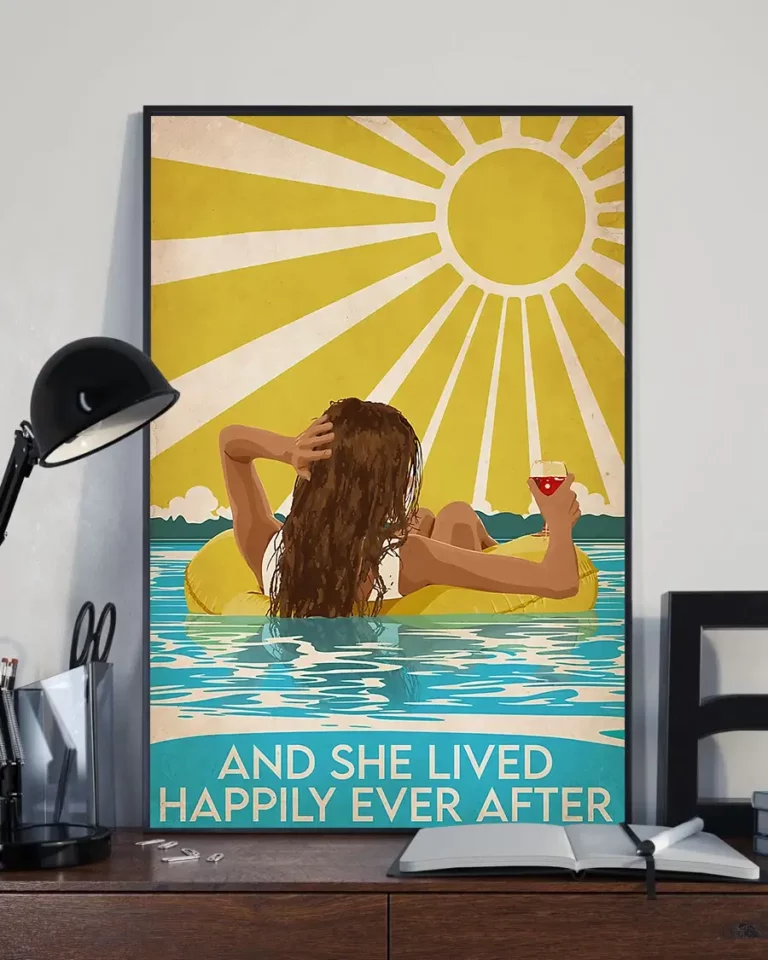And She Lived Happily Ever After Swimming Brunette Hair Girl Poster