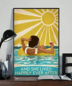 And She Lived Happily Ever After Swimming Short Brown Hair Girl Poster