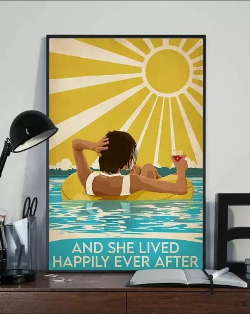 And She Lived Happily Ever After Swimming Short Brown Hair Girl Poster
