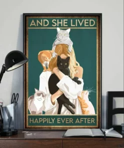 And She Lived Happily Ever After Veterinarian And Black Cat Poster