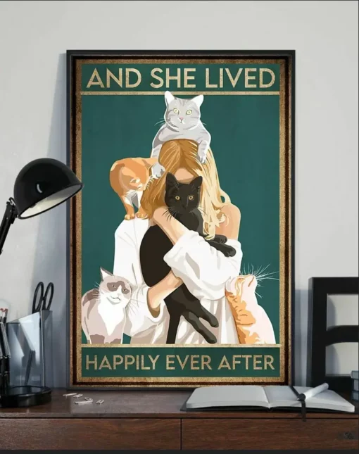 And She Lived Happily Ever After Veterinarian And Black Cat Poster