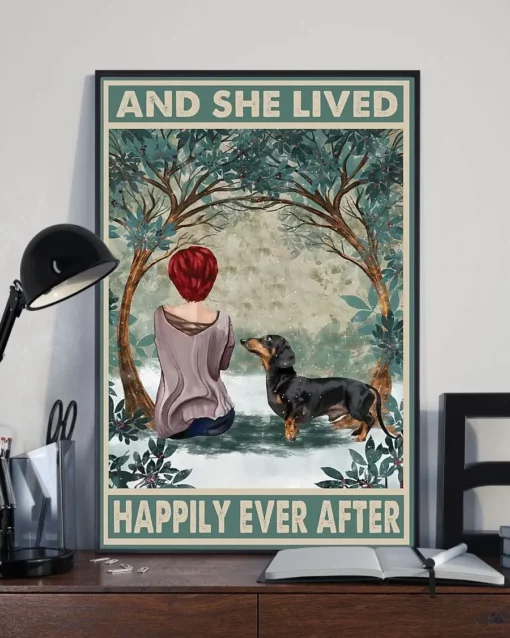 And She Lived Happily Every After Red Hair Girl Dachshund Dog Poster